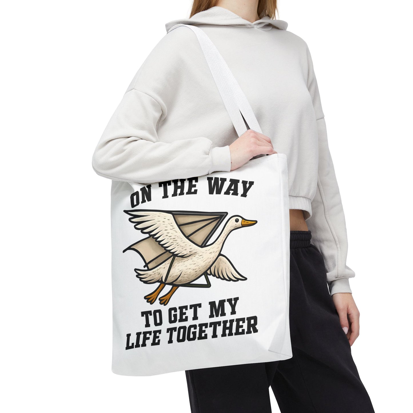 Hang Gliding Goose Tote Bag, On The Way To Get My Life Together Tote, Motivational Bag, Quirky Bag, Gift for Friends