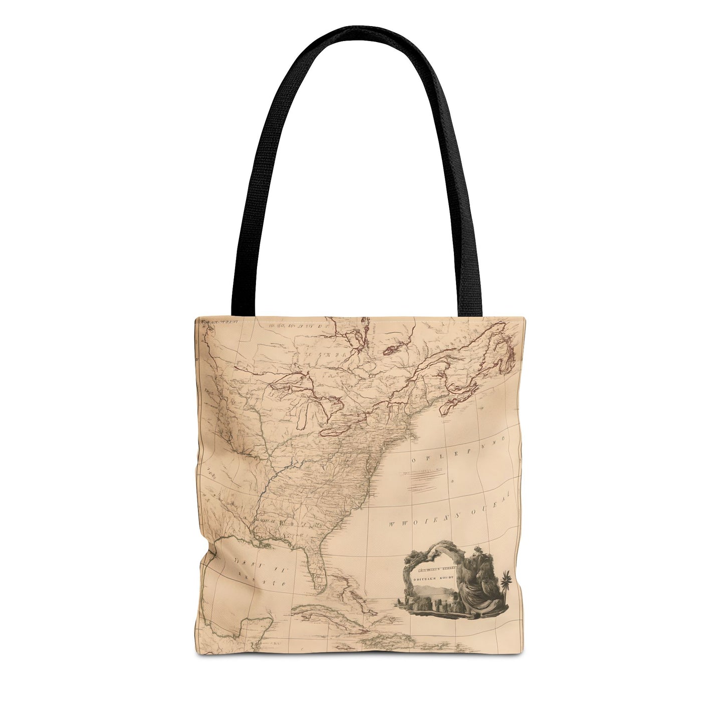 Vintage Map of North America Tote Bag, Travel and Work Bag, Gift for Him, Reusable Grocery Tote
