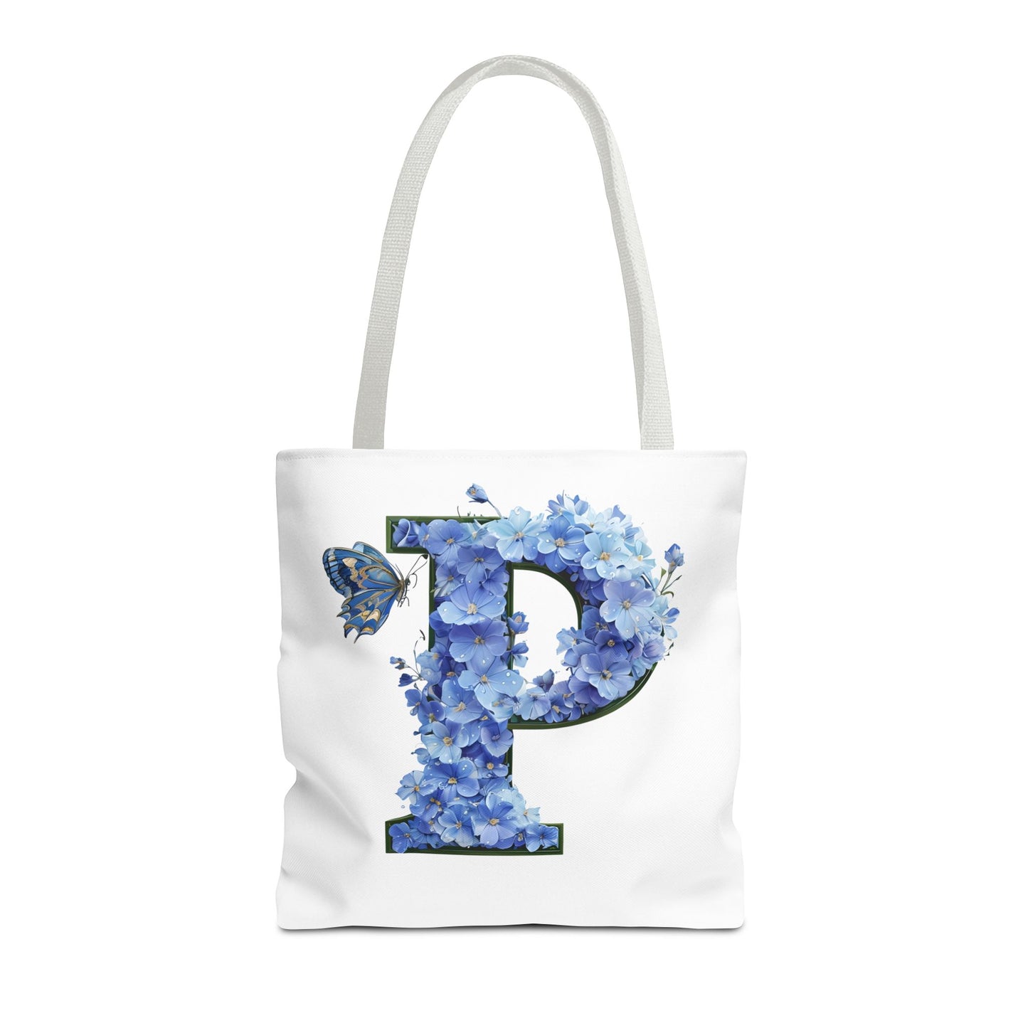 Floral Alphabet 'P' Tote Bag with Butterfly - Perfect Gift for Nature Lovers