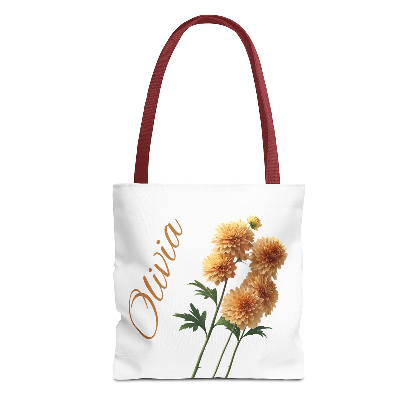 Personalized November Birth Month Flower Tote Bag, Chrysanthemum Bridesmaid Gift, Custom Grocery Bag