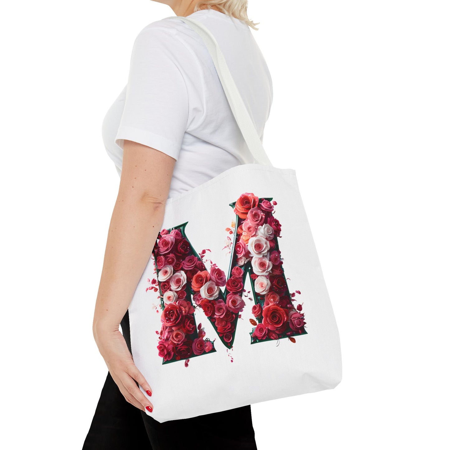 Floral Alphabet 'M' Tote Bag for Every Occasion, Gift For Her