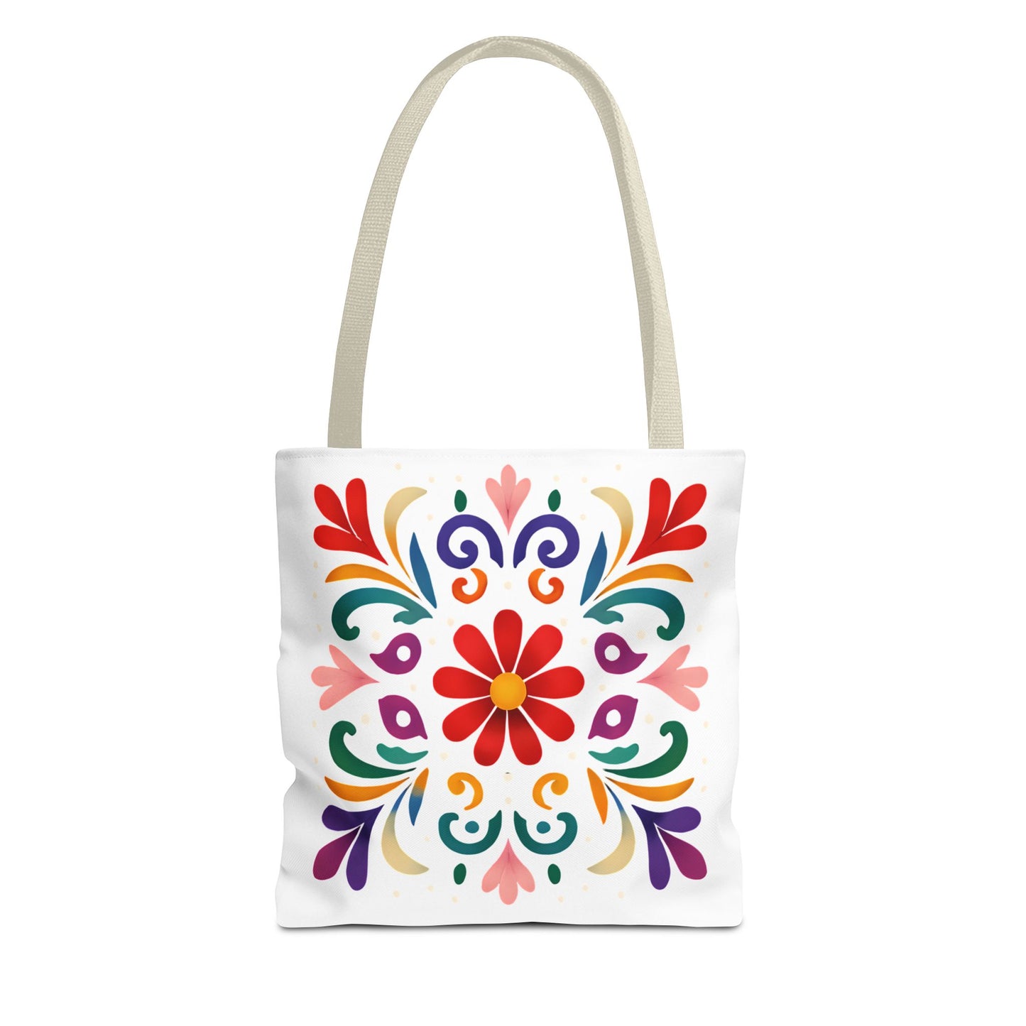 Vibrant Folk Art Floral Tote Bag, Colorful Shopping Bag, Beach Bag, Gift for Her