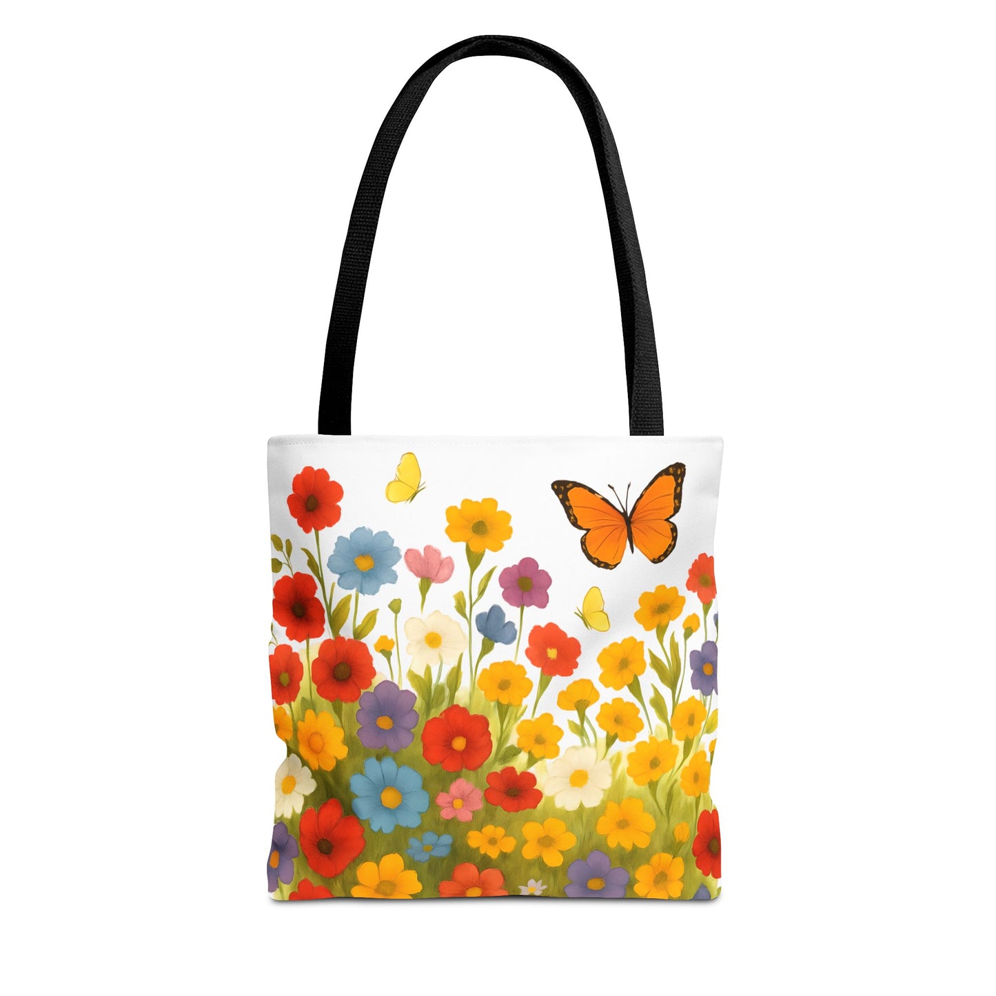 Vibrant Floral Tote Bag | Spring Tote | Polyester Easy Clean Bag | Perfect for Beach, Shopping, Gifts
