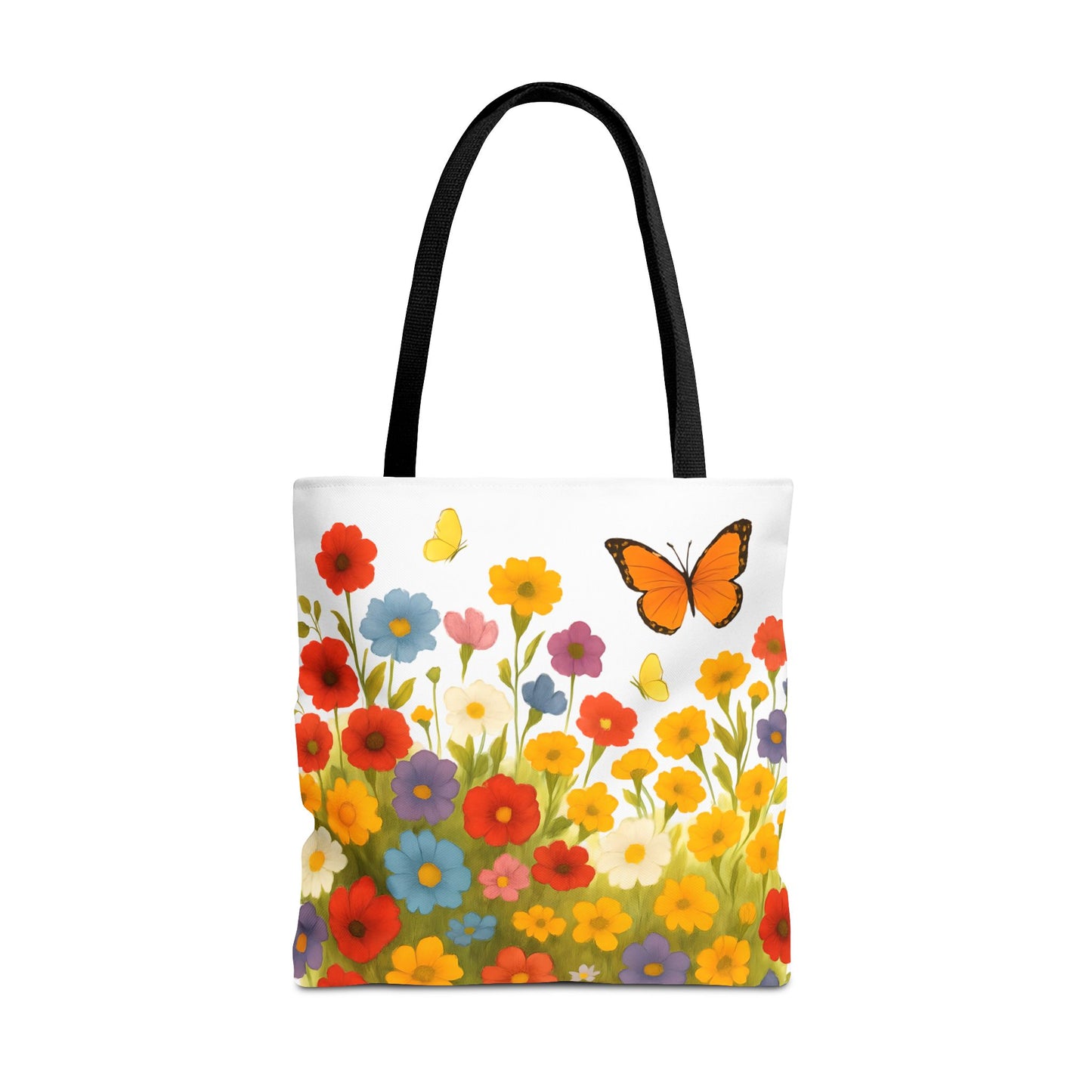 Vibrant Floral Tote Bag | Spring Tote | Polyester Easy Clean Bag | Perfect for Beach, Shopping, Gifts
