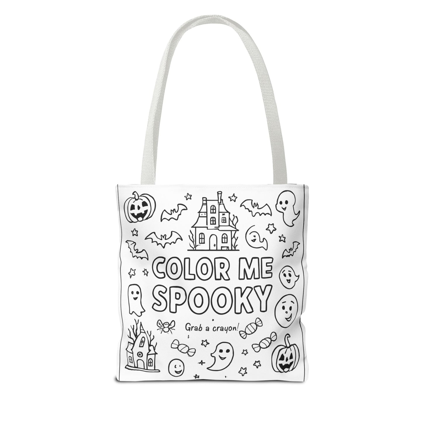 Spooky Coloring Tote Bag, Halloween Gift, Kid's Activity Bag, Fun Craft, Personalized Tote, Kids' Party Favor, Unique Trick-or-Treat Bag