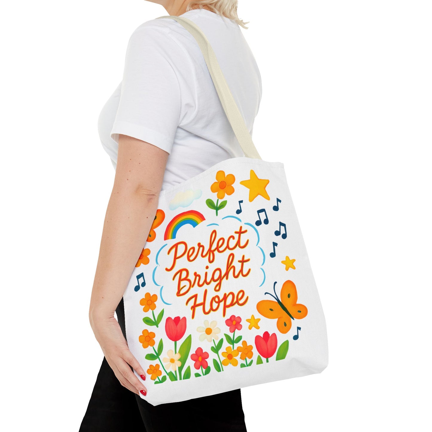 Perfect Bright Hope Floral Tote Bag, Colorful Reusable Eco-Friendly Shopping Bag, Gift for Her, Spring Tote, Everyday Use, Tote with Butterflies