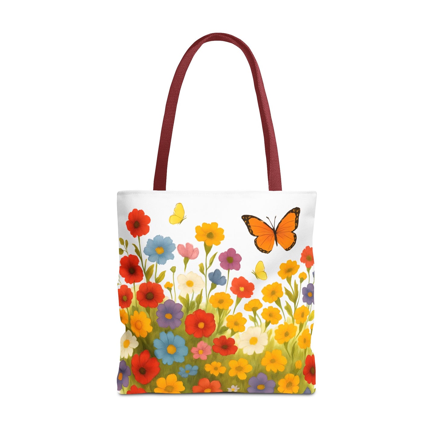 Vibrant Floral Tote Bag | Spring Tote | Polyester Easy Clean Bag | Perfect for Beach, Shopping, Gifts