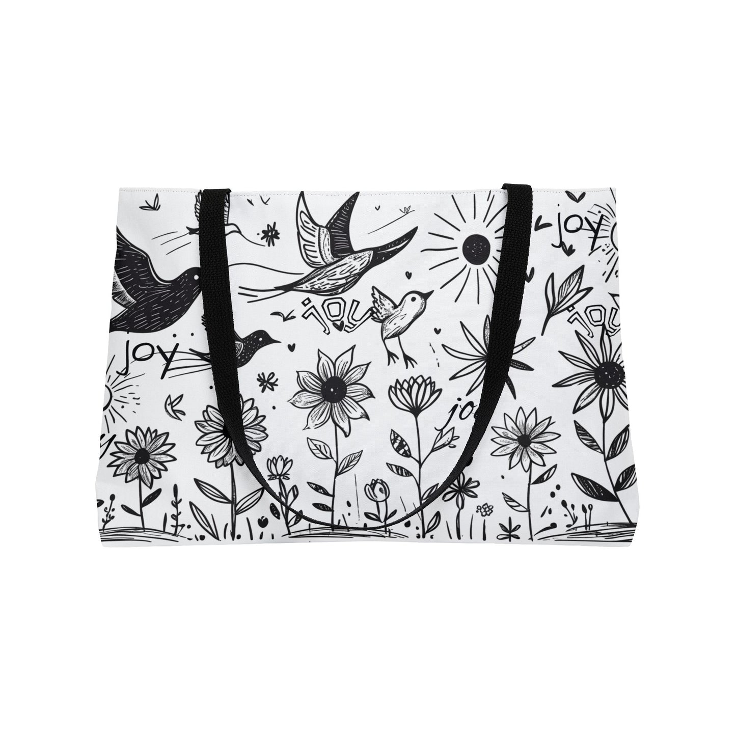 Choose Joy Black and White Doodle Art Weekender Tote Bag - Perfect for Travel, Beach, Gym, or Shopping, Gifts for Her, Tote for Any Occasion