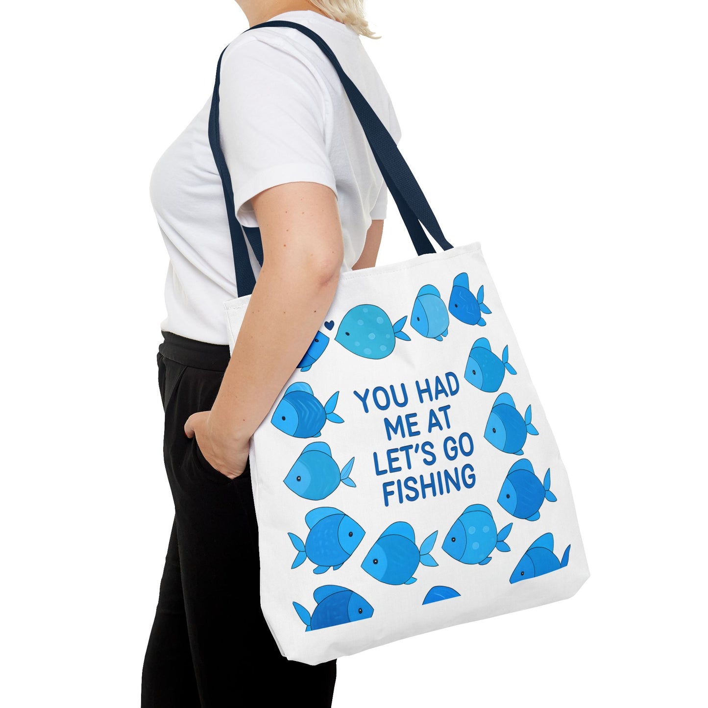 Fishing Tote Bag - You Had Me at Let's Go Fishing, Beach Bag, Gift for Fisherman, Watercolor Fish Art, Summer Accessory