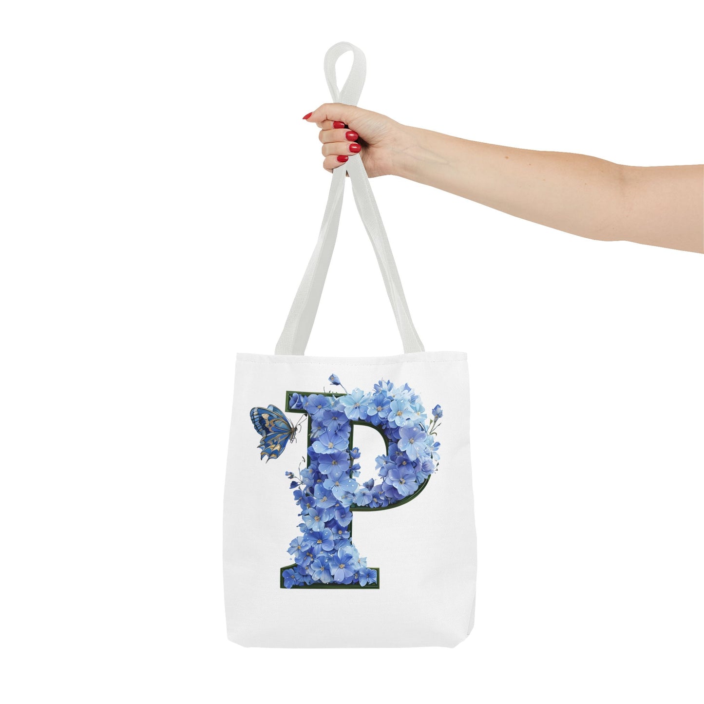 Floral Alphabet 'P' Tote Bag with Butterfly - Perfect Gift for Nature Lovers