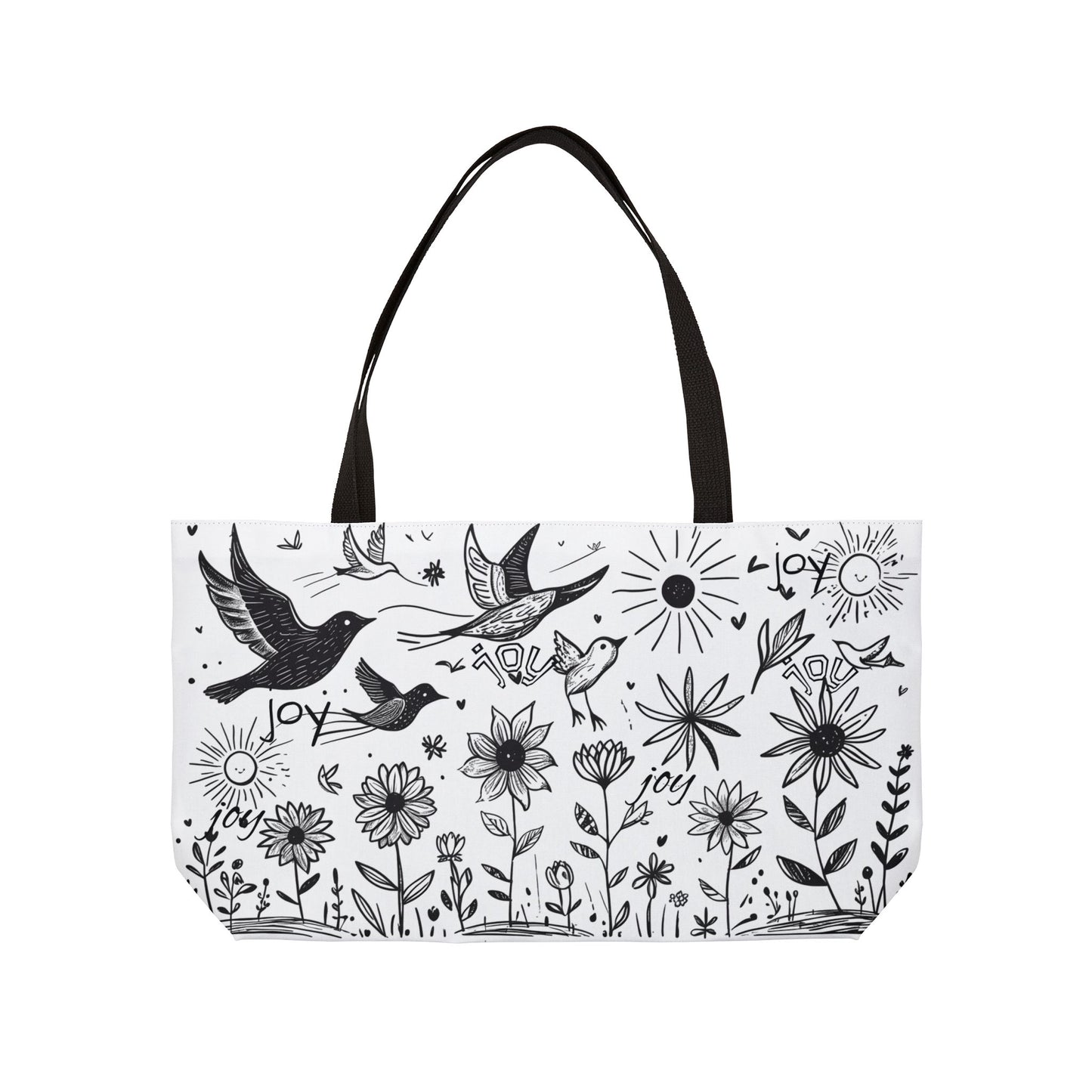 Choose Joy Black and White Doodle Art Weekender Tote Bag - Perfect for Travel, Beach, Gym, or Shopping, Gifts for Her, Tote for Any Occasion