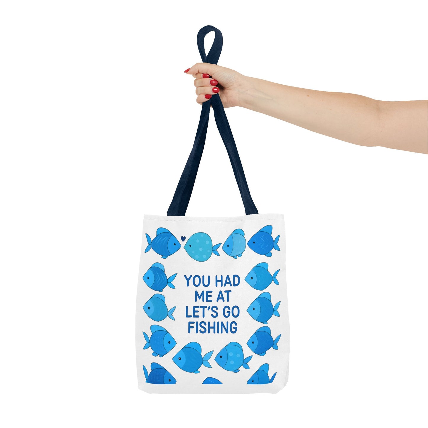 Fishing Tote Bag - You Had Me at Let's Go Fishing, Beach Bag, Gift for Fisherman, Watercolor Fish Art, Summer Accessory