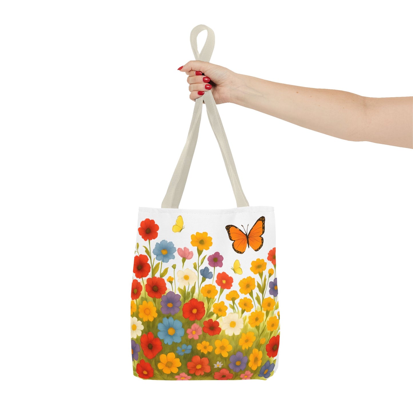 Vibrant Floral Tote Bag | Spring Tote | Polyester Easy Clean Bag | Perfect for Beach, Shopping, Gifts