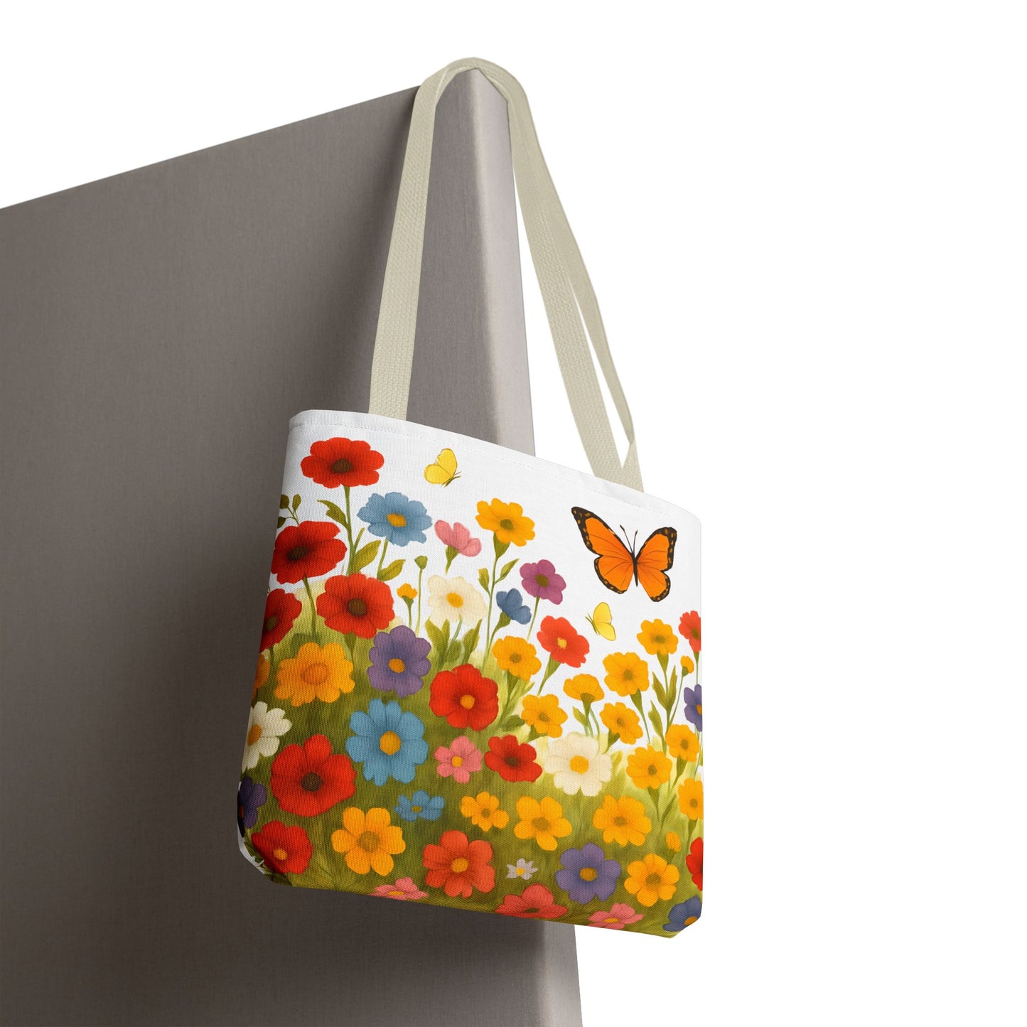 Vibrant Floral Tote Bag | Spring Tote | Polyester Easy Clean Bag | Perfect for Beach, Shopping, Gifts