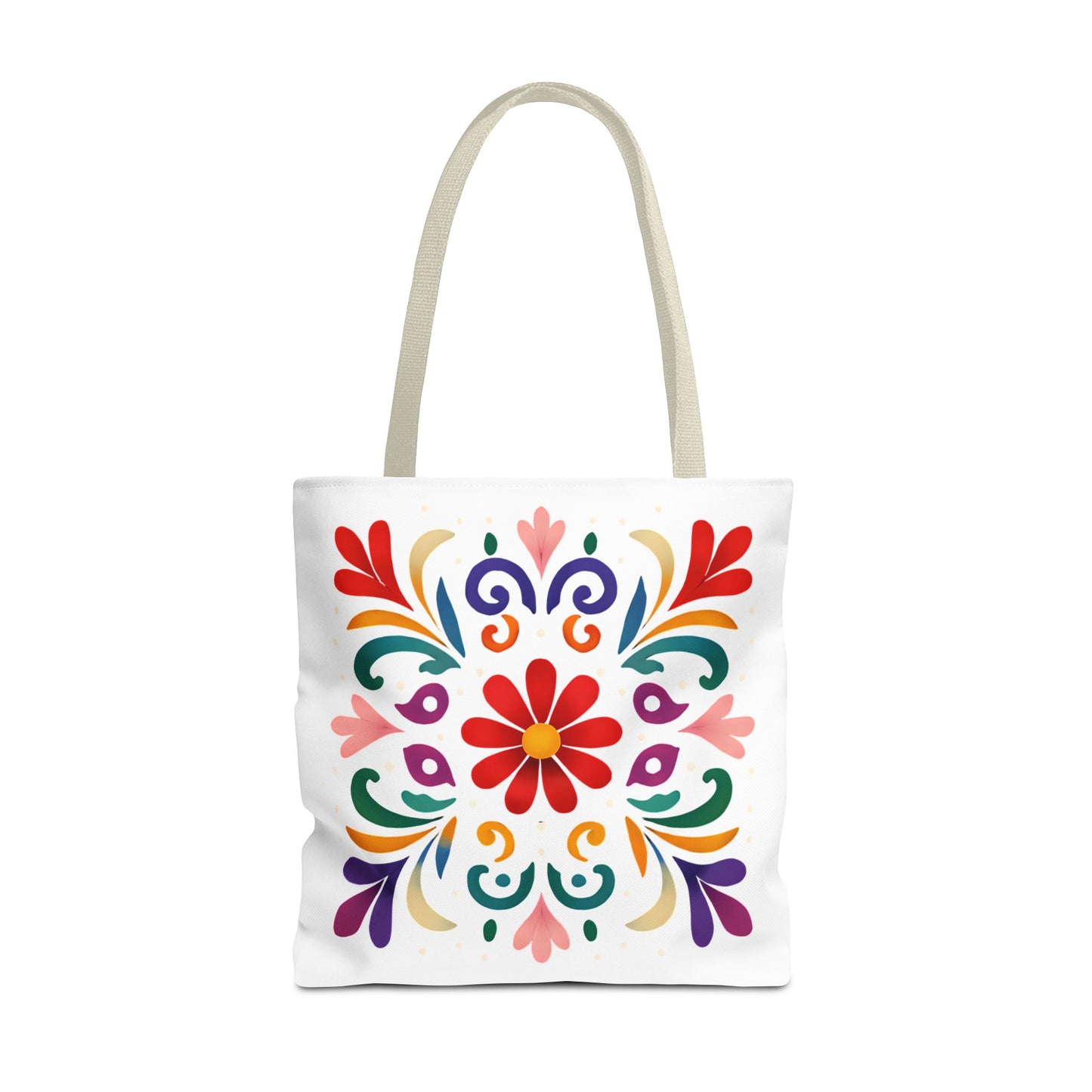 Vibrant Folk Art Floral Tote Bag, Colorful Shopping Bag, Beach Bag, Gift for Her