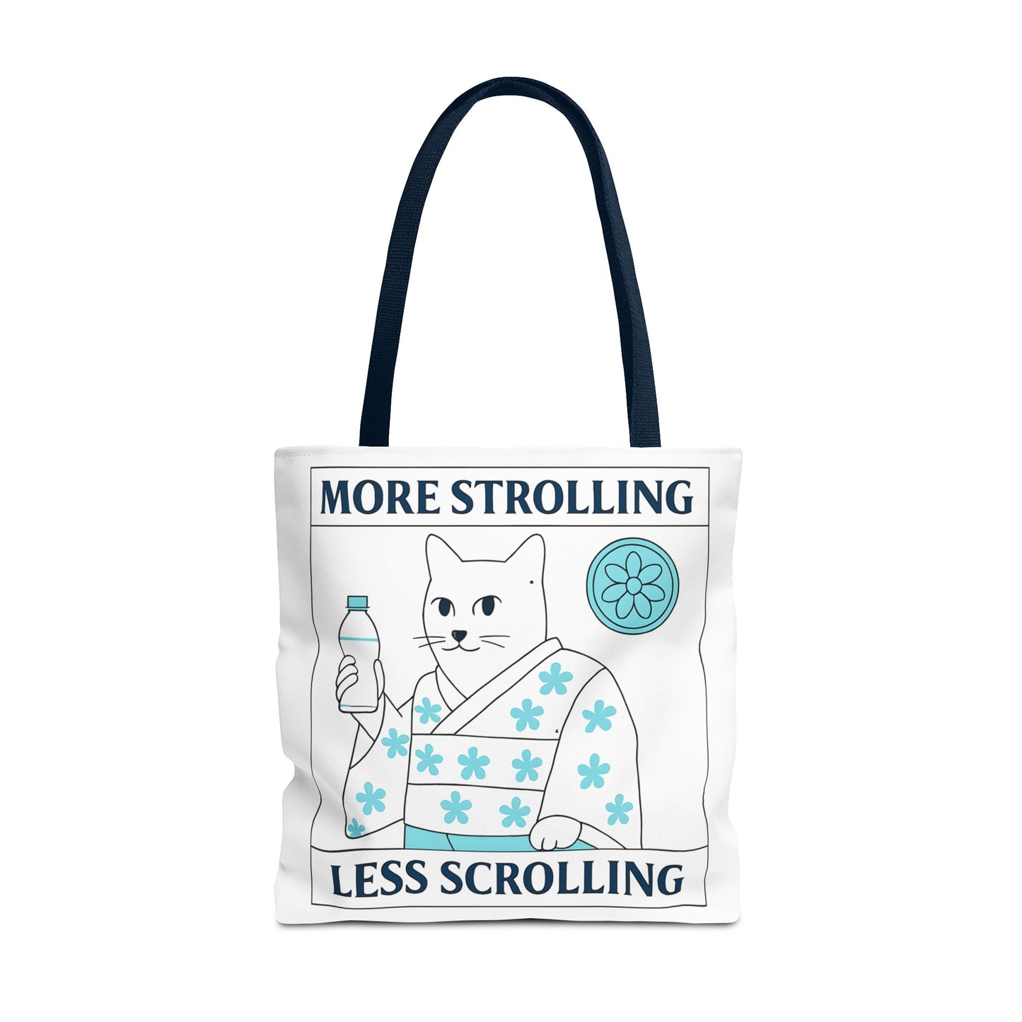 Japanese Cat-Themed Tote Bag - More Strolling Less Scrolling, Cute Gift, Reusable Shopping Bag, Animal Lover's Accessory