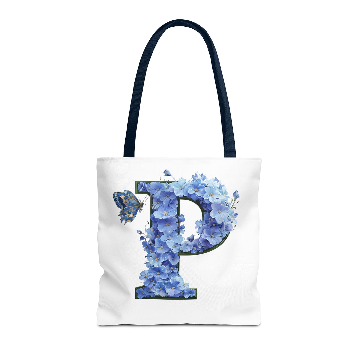 Floral Alphabet 'P' Tote Bag with Butterfly - Perfect Gift for Nature Lovers