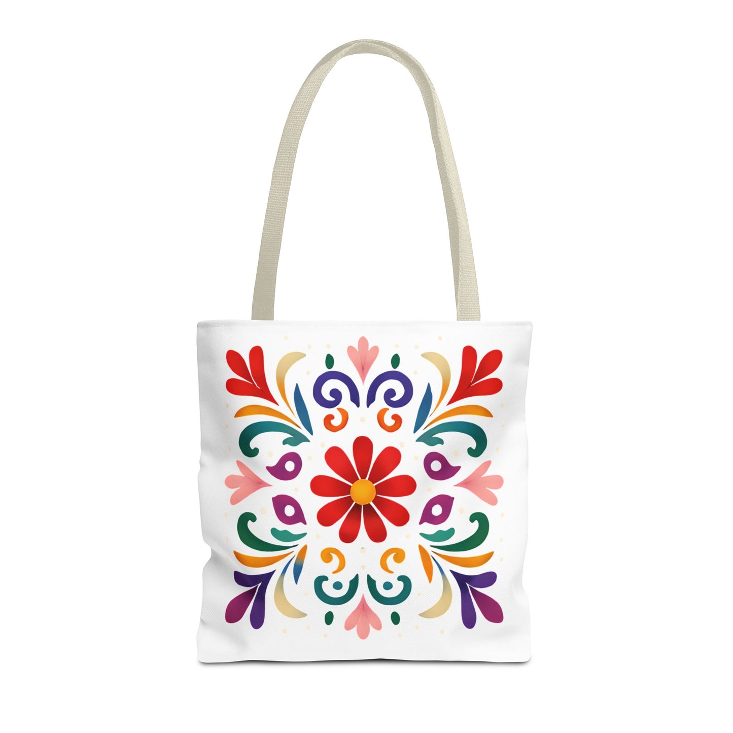 Vibrant Folk Art Floral Tote Bag, Colorful Shopping Bag, Beach Bag, Gift for Her