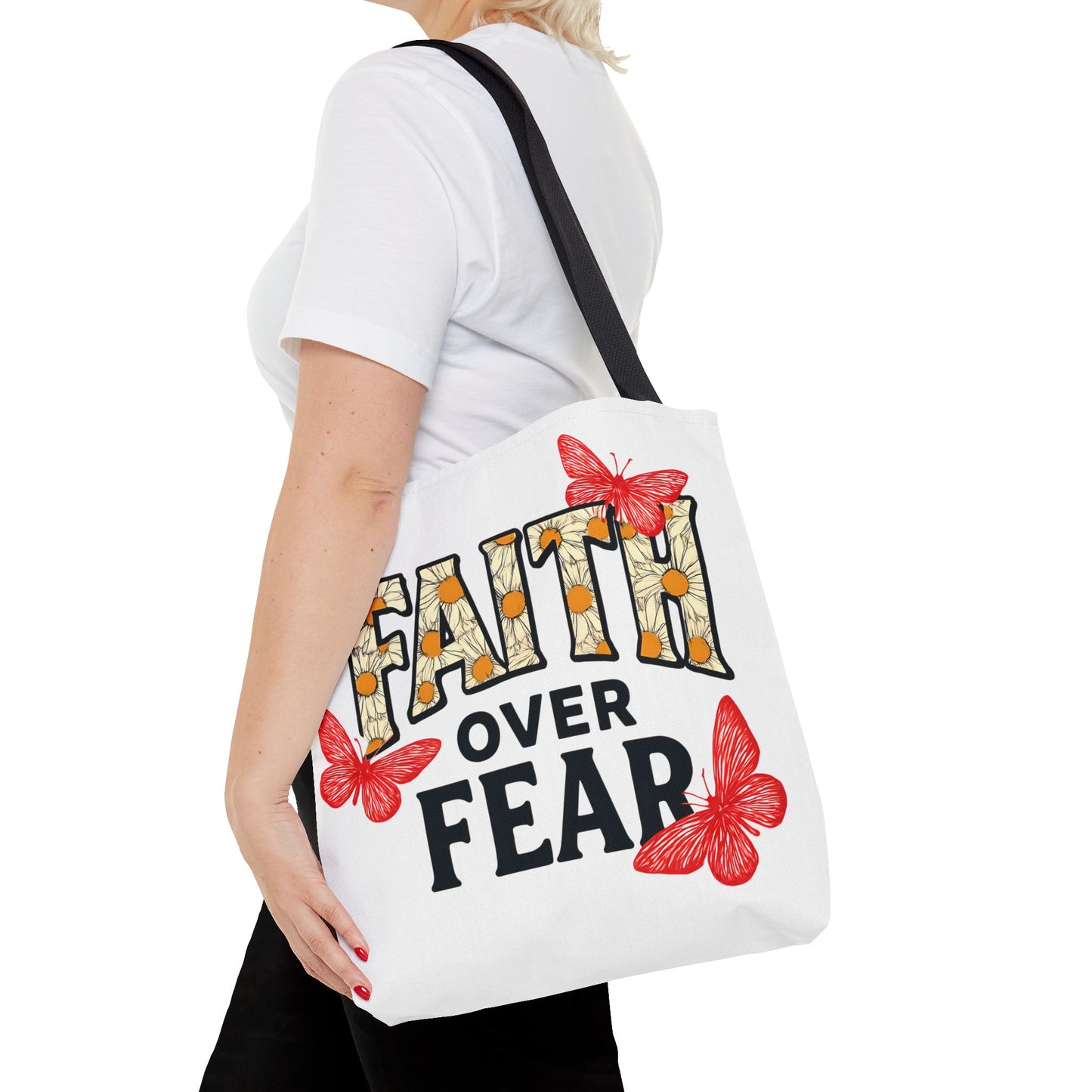 Inspiring Tote Bag – Faith Over Fear, Motivational Gift, Carry All Bag, Everyday Use, Women’s Tote, Uplifting Accessories