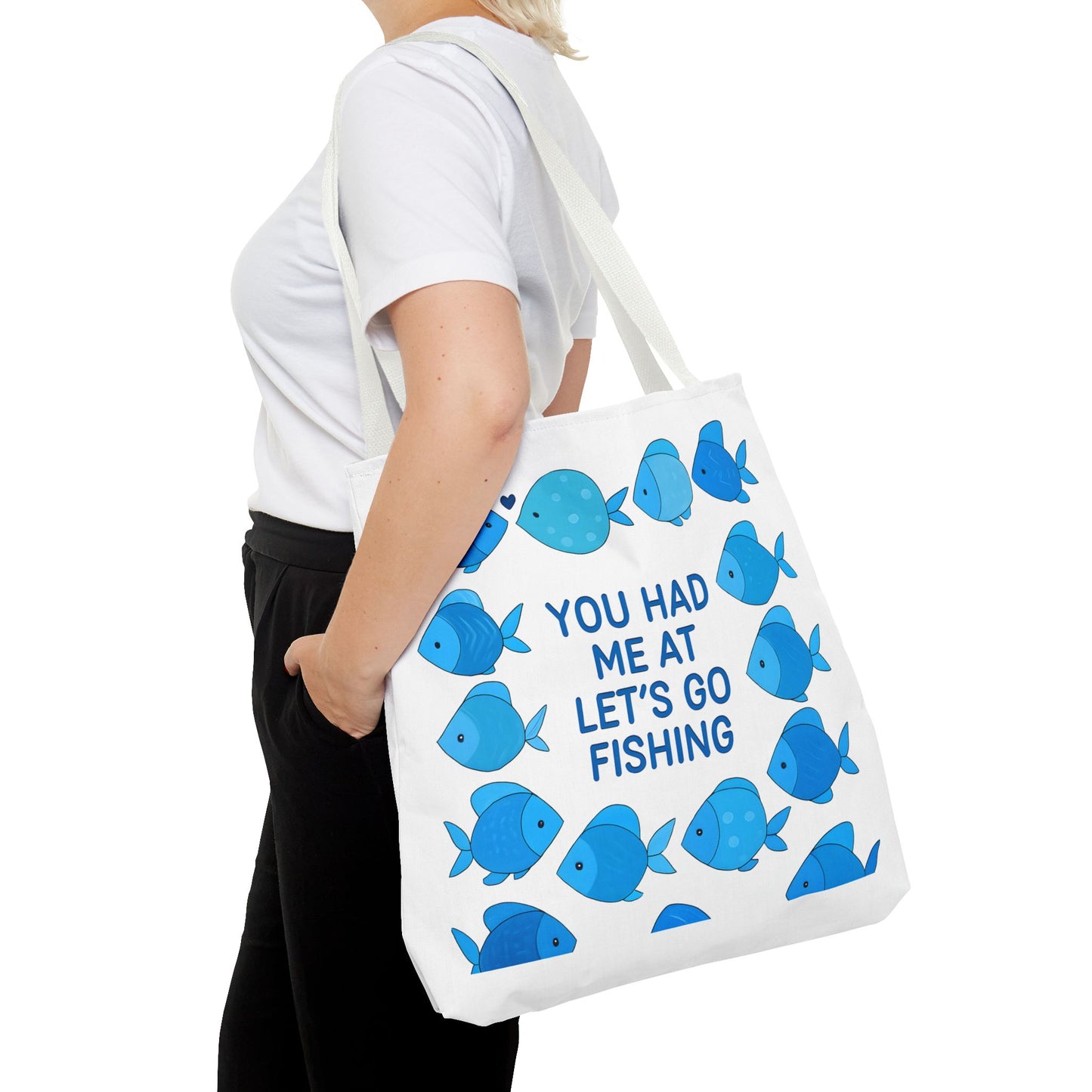 Fishing Tote Bag - You Had Me at Let's Go Fishing, Beach Bag, Gift for Fisherman, Watercolor Fish Art, Summer Accessory