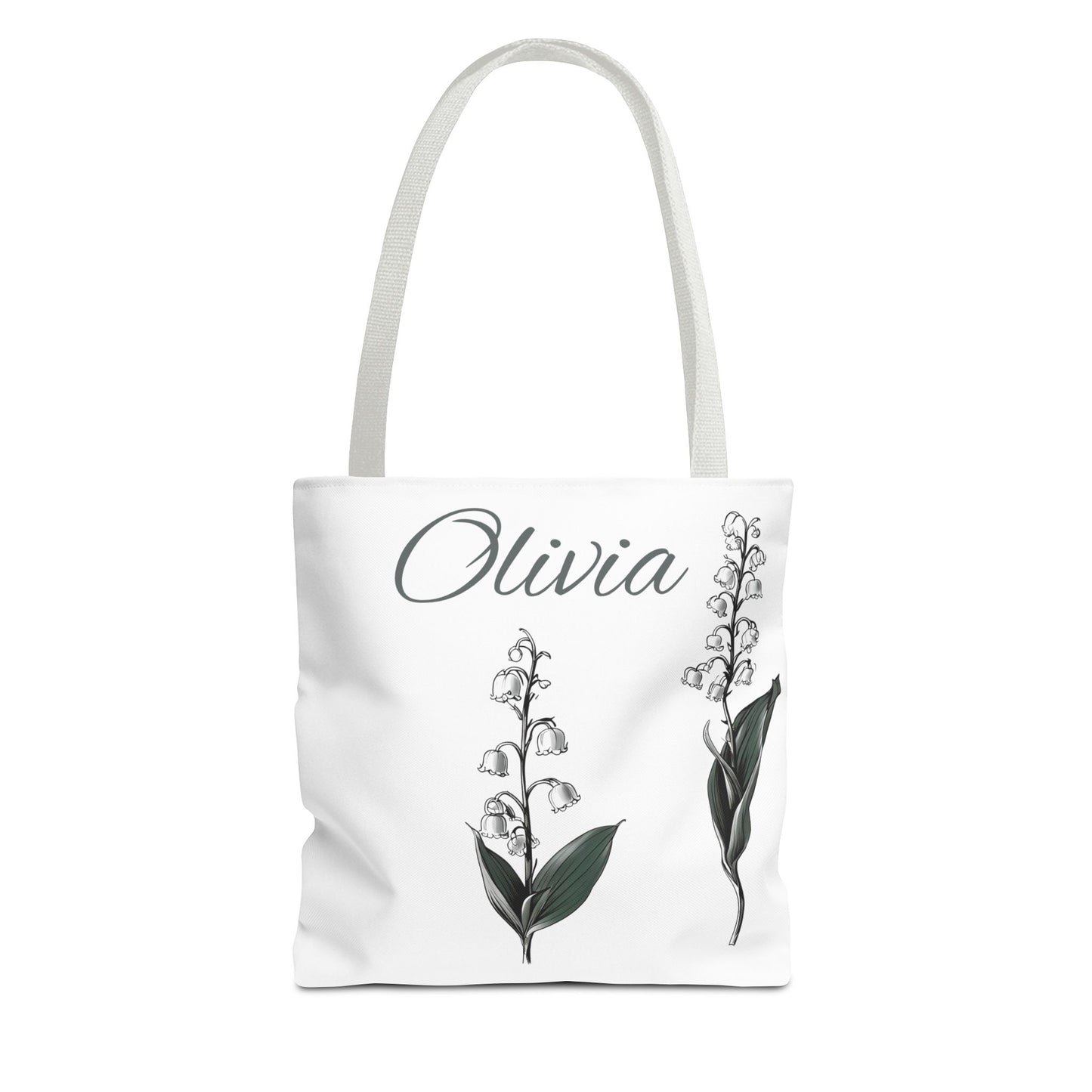 Personalized Lily of the Valley Tote Bag - Eco-friendly Reusable Shopping Tote, May Birth Month Flower Gift, Women’s Accessory
