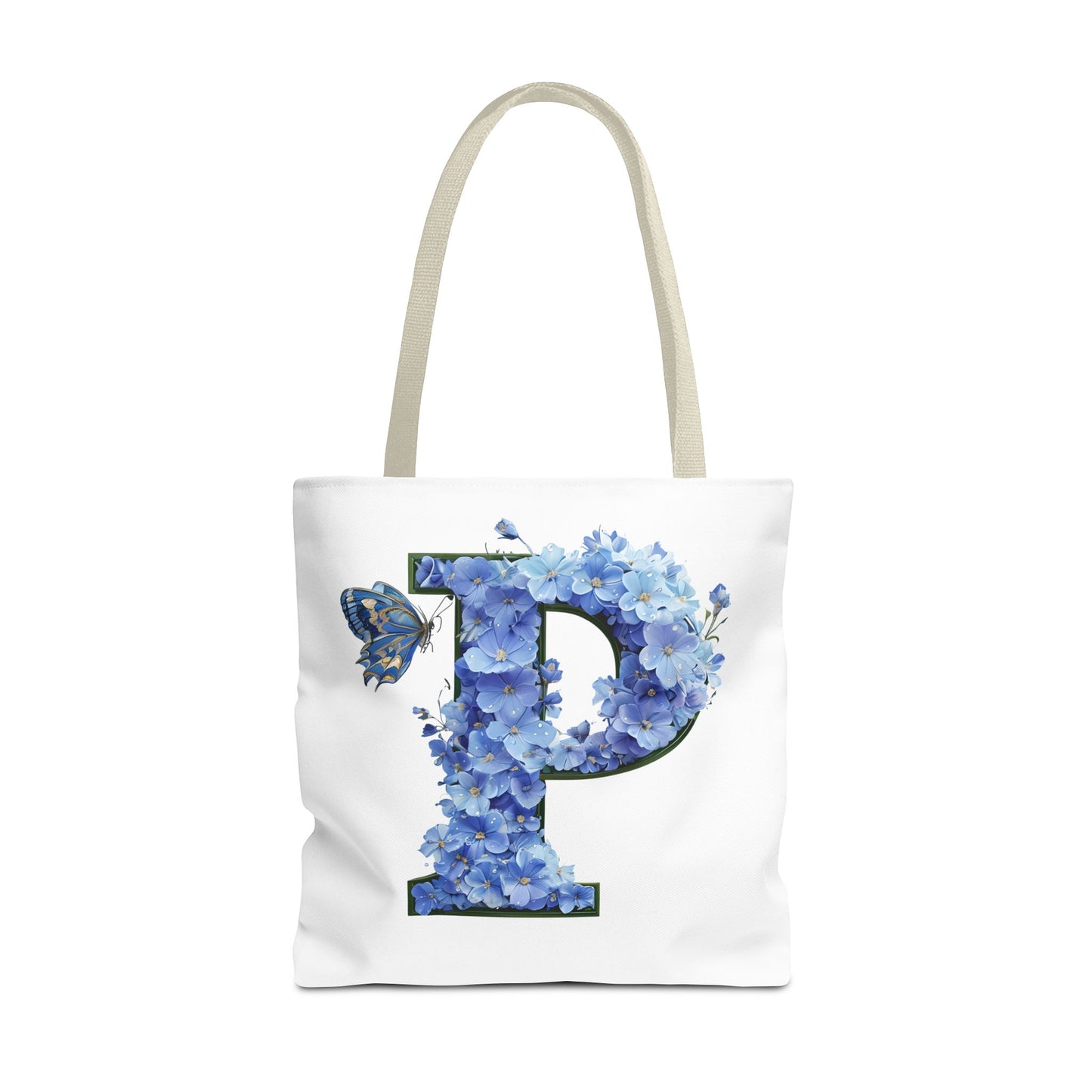 Floral Alphabet 'P' Tote Bag with Butterfly - Perfect Gift for Nature Lovers
