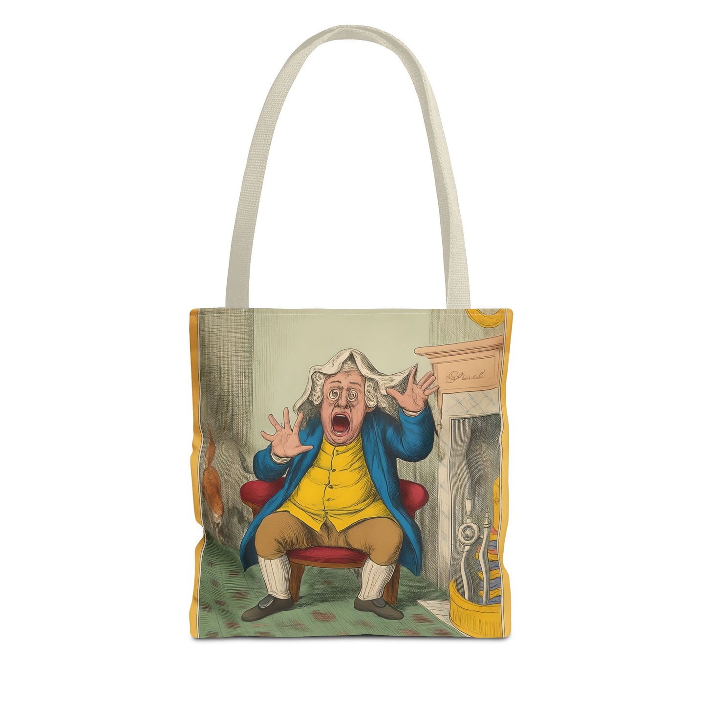 Vintage Tote Bag with Historic Political Cartoon, Reusable Grocery Shopping Bag, Unique Art Tote, Everyday Carryall