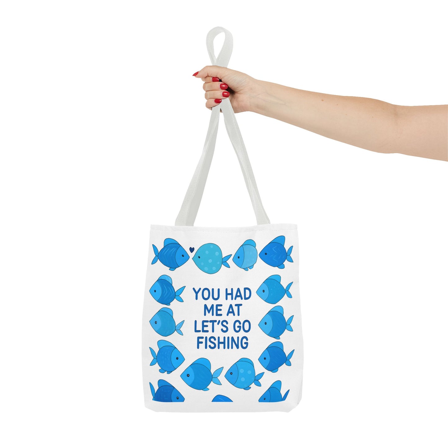 Fishing Tote Bag - You Had Me at Let's Go Fishing, Beach Bag, Gift for Fisherman, Watercolor Fish Art, Summer Accessory