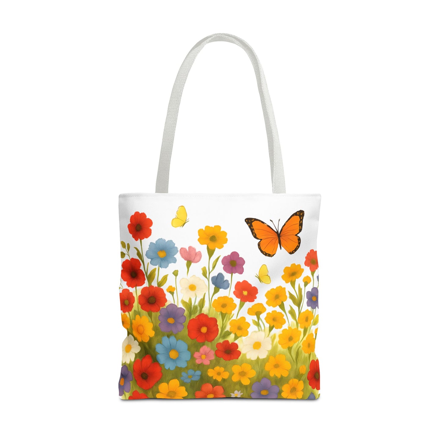Vibrant Floral Tote Bag | Spring Tote | Polyester Easy Clean Bag | Perfect for Beach, Shopping, Gifts