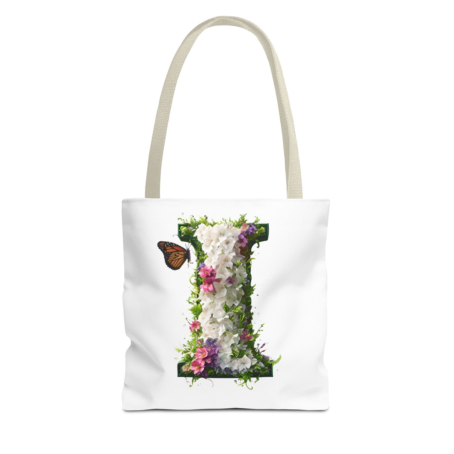 Floral Alphabet "i" Tote Bag - Stylish Accessory For Her
