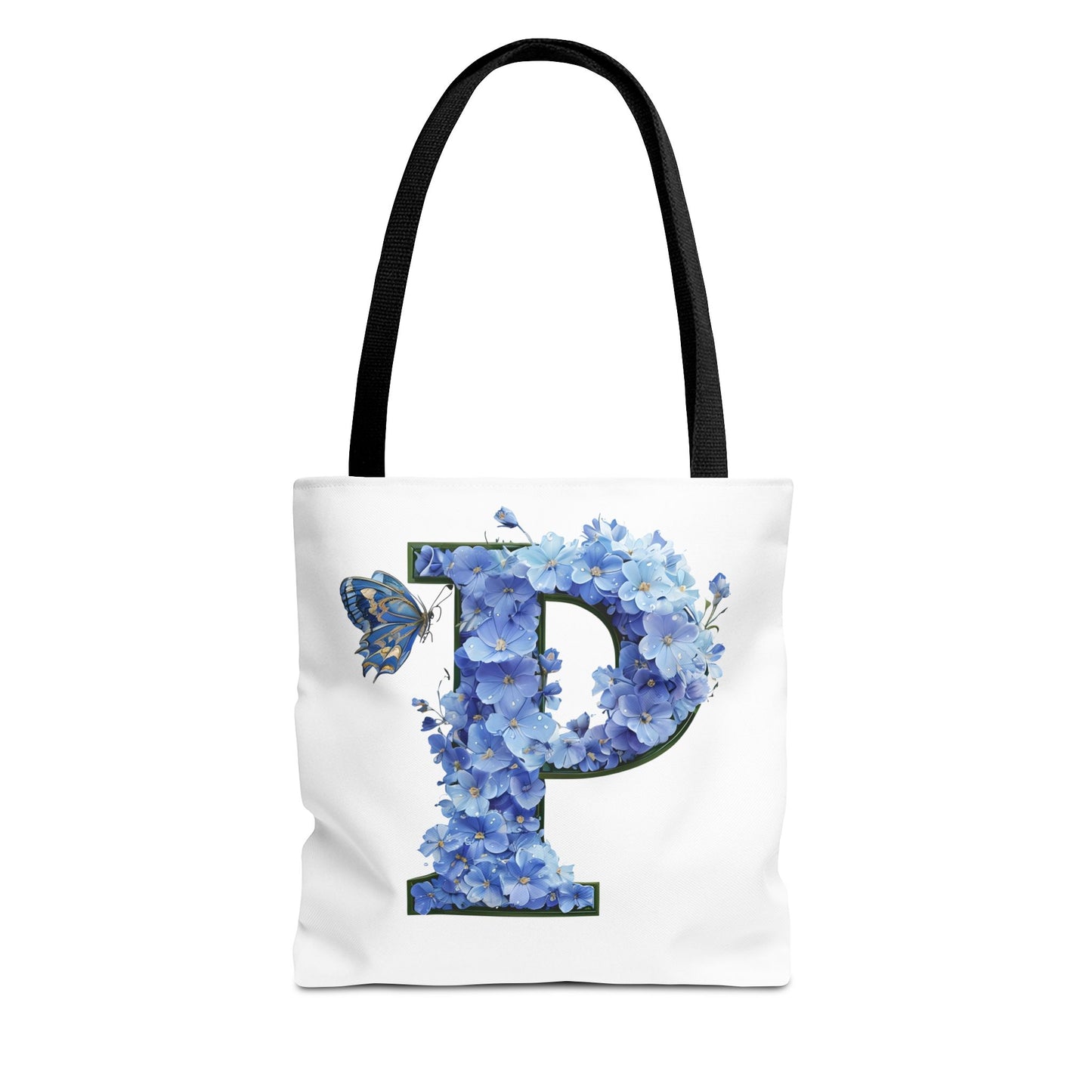 Floral Alphabet 'P' Tote Bag with Butterfly - Perfect Gift for Nature Lovers