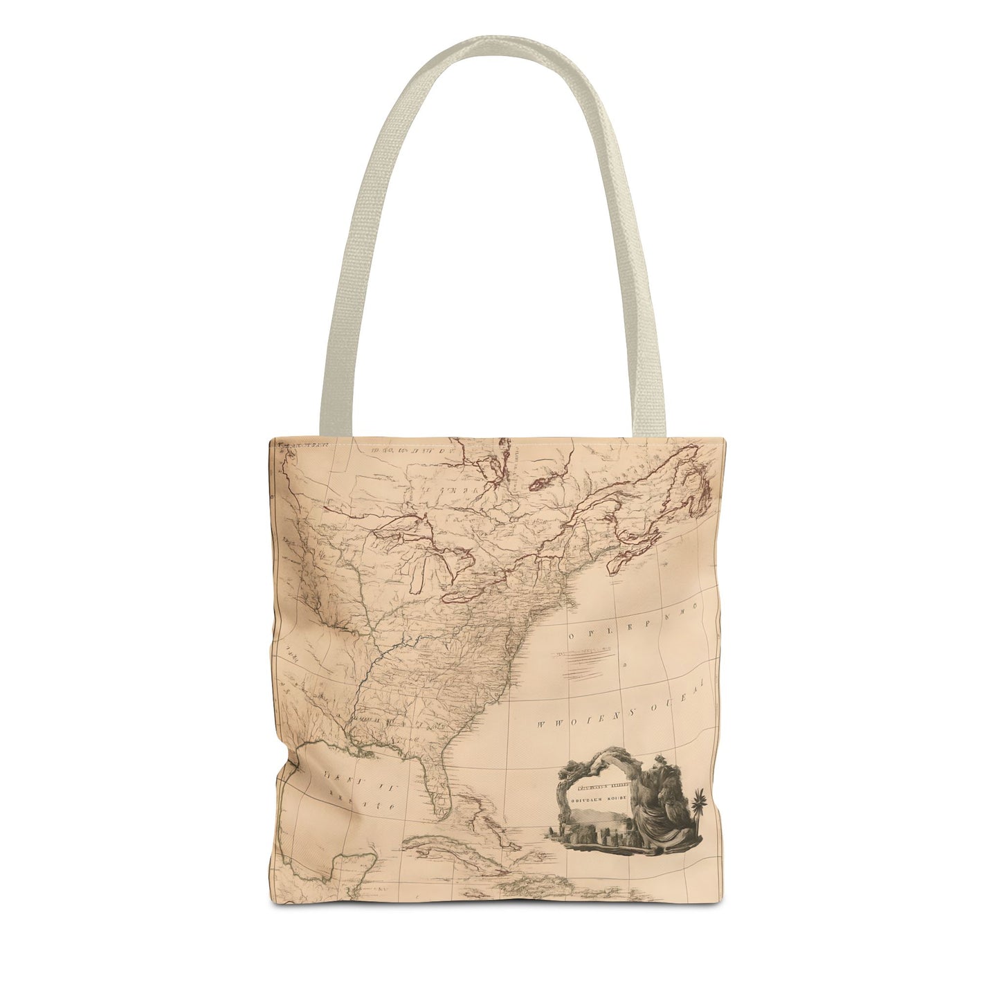 Vintage Map of North America Tote Bag, Travel and Work Bag, Gift for Him, Reusable Grocery Tote