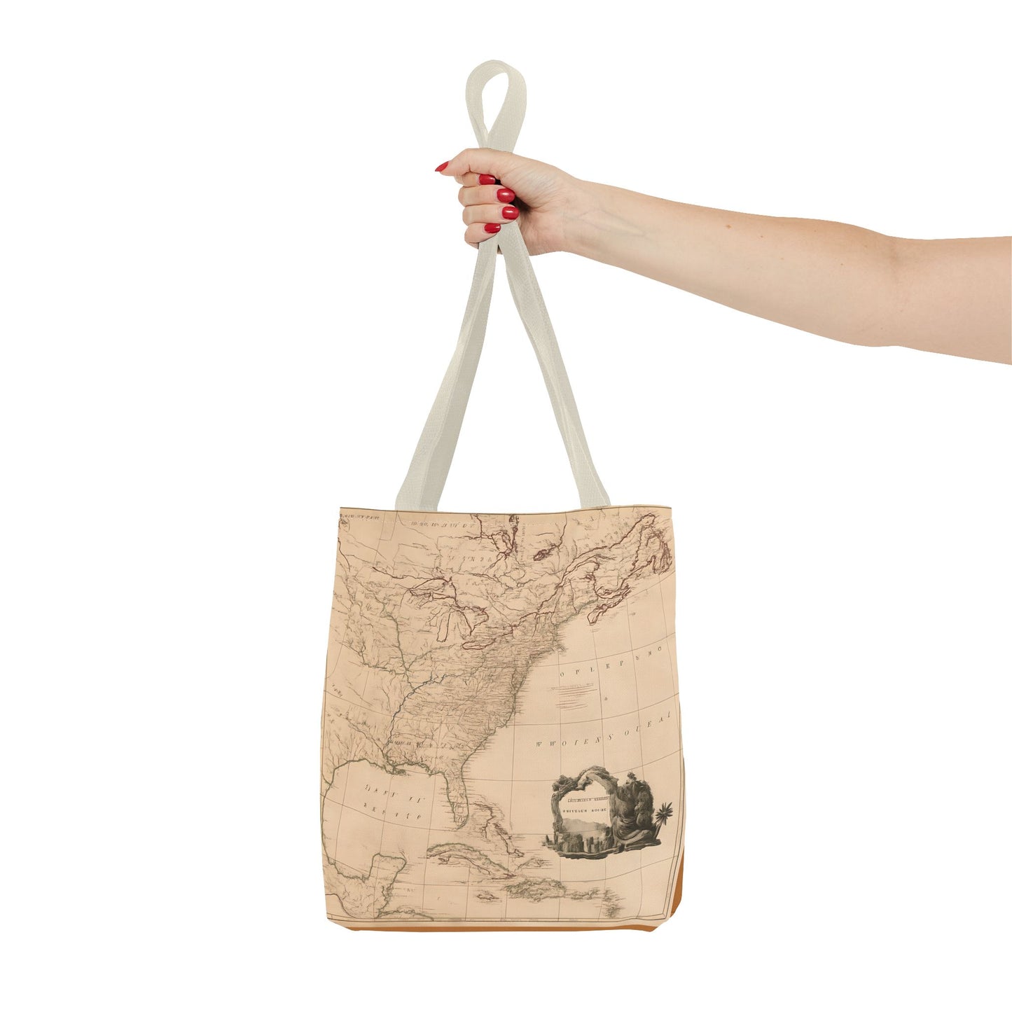 Vintage Map of North America Tote Bag, Travel and Work Bag, Gift for Him, Reusable Grocery Tote