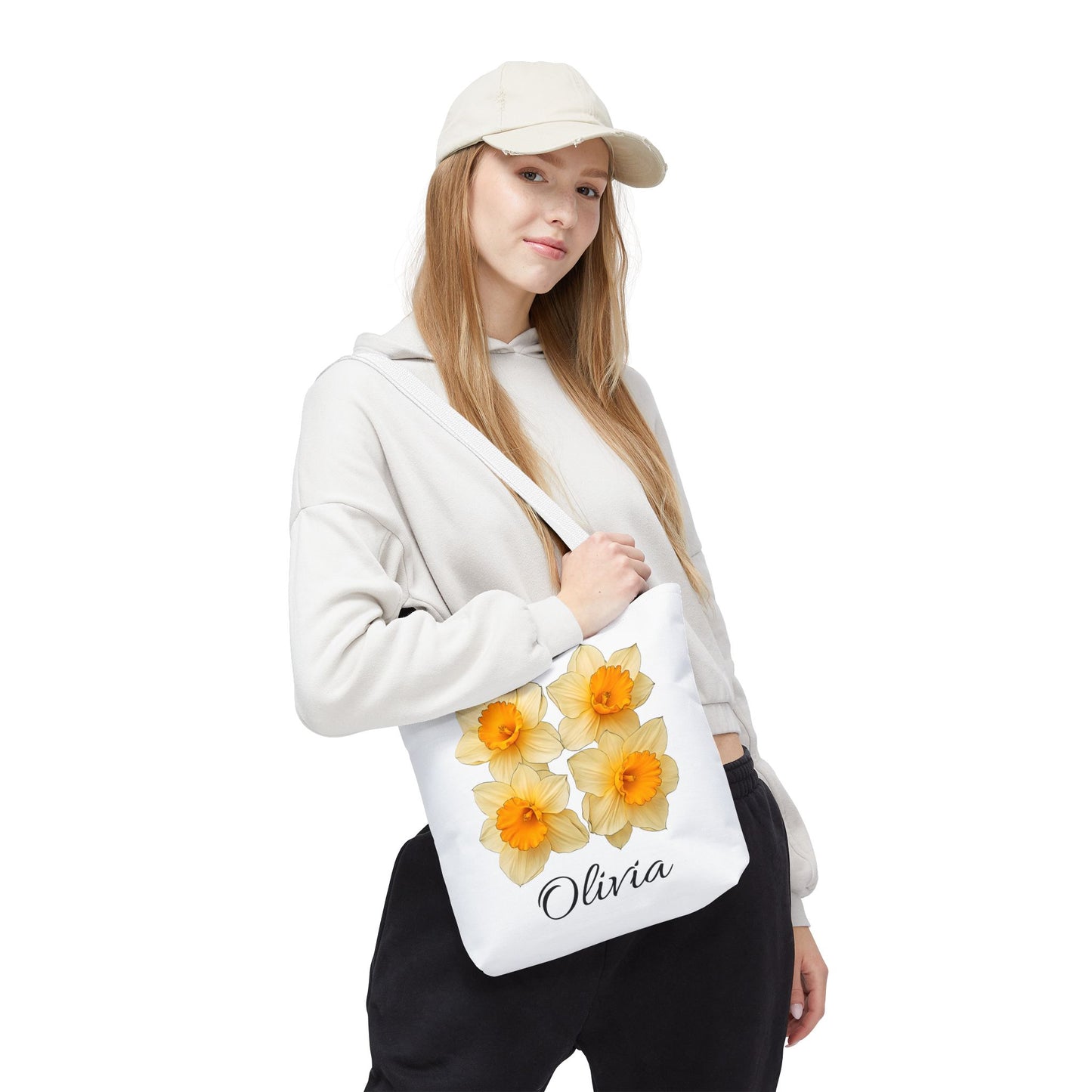 March Birth Month Flower Tote Bag, Easter Gift Bag, Custom Name Accessory, Daffodil Shoulder Bag, Women's Eco-Friendly Handbag
