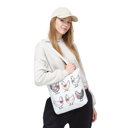 Farmyard Chicken Tote Bag, Cute Farm Animal Coquette Bow Design, Gift for Hen Lovers, Unique Tote for Everyday Use