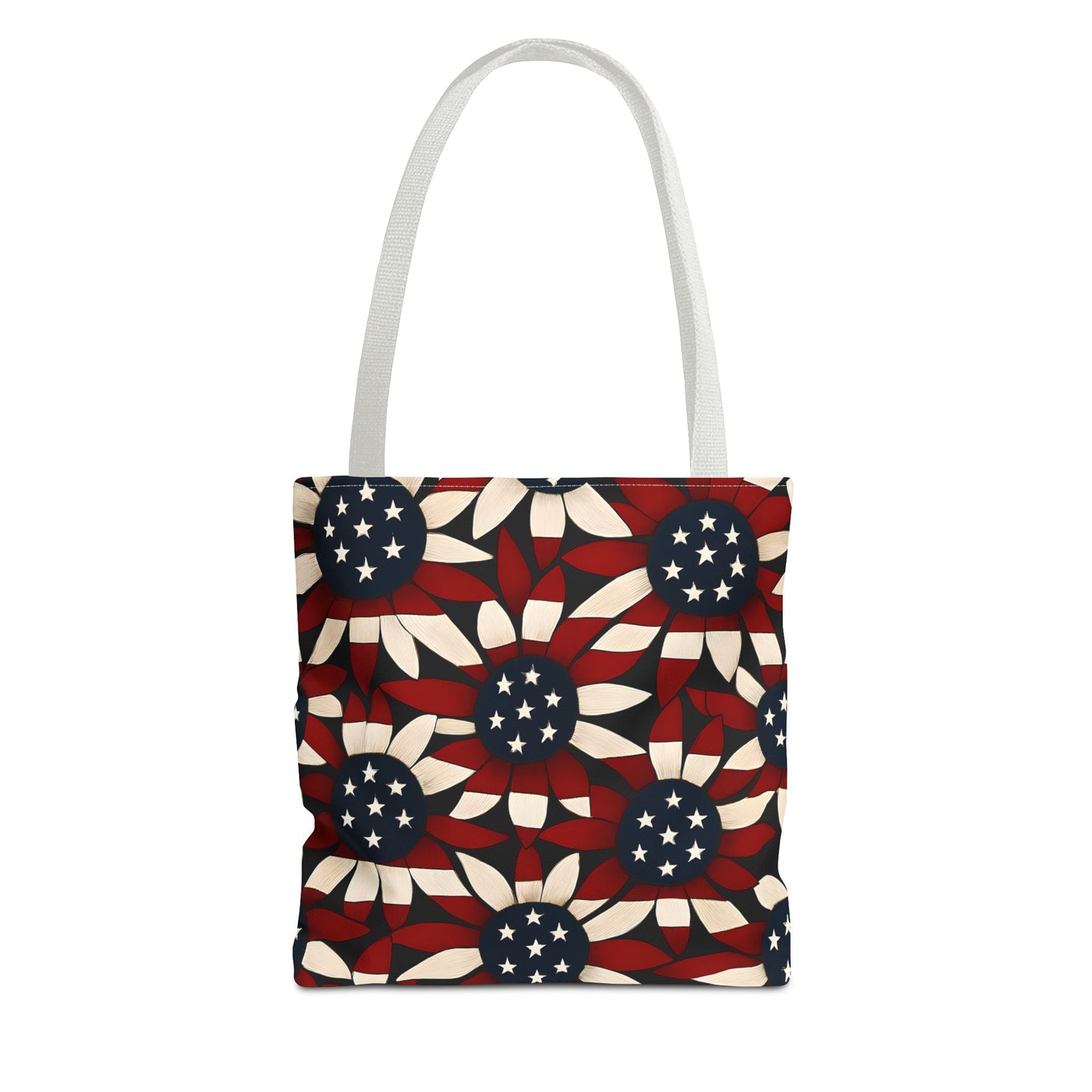 American Patriotic Tote Bag, Best Dad Gift, AOP Tote Bag, Red White Blue Handbag, Foldable Eco-Friendly Grocery Bag