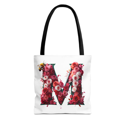 Floral Alphabet 'M' Tote Bag  for Every Occasion, Gift For Her