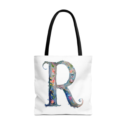 Watercolor Alphabet 'R' Tote Bag, Stylish Everyday Carryall