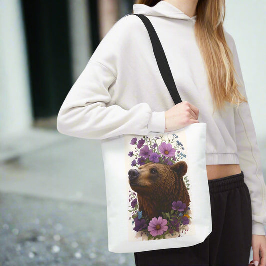 floral bear tote bag