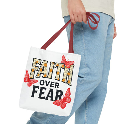 Inspiring Tote Bag – Faith Over Fear, Motivational Gift, Carry All Bag, Everyday Use, Women’s Tote, Uplifting Accessories