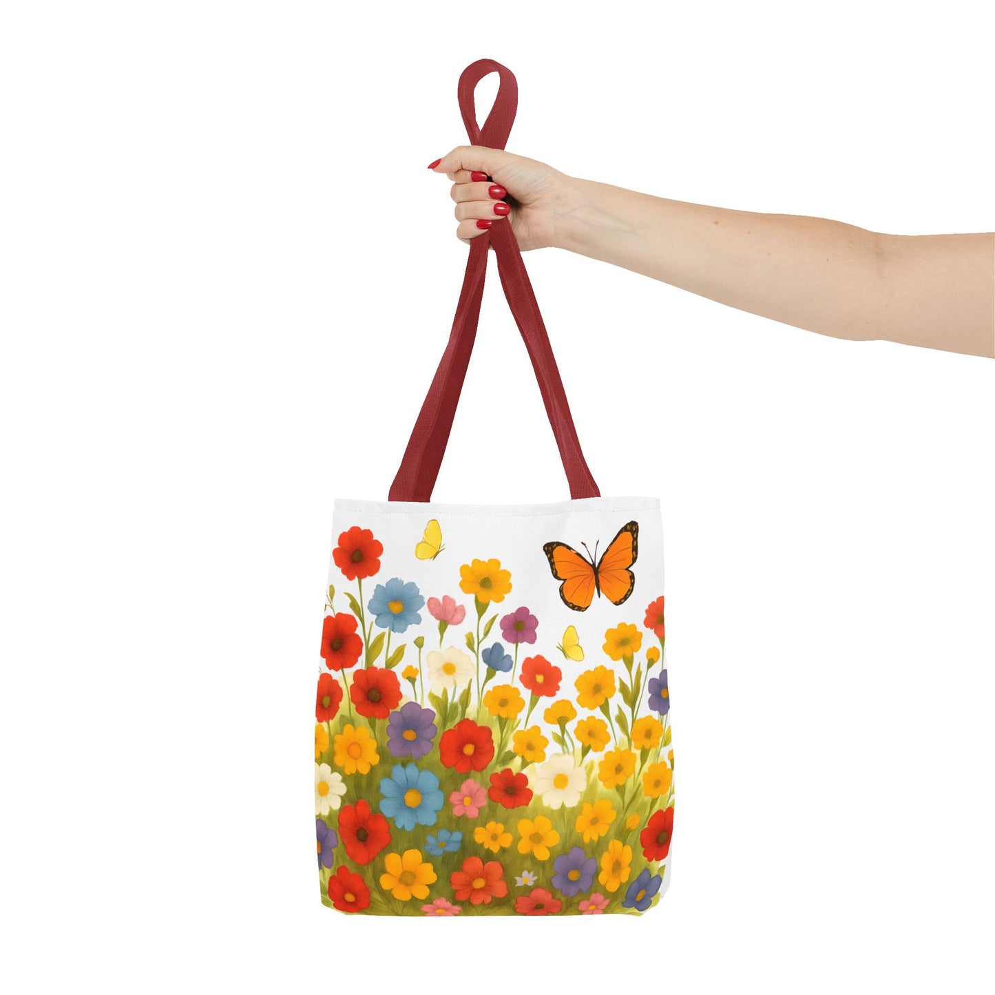 Vibrant Floral Tote Bag | Spring Tote | Polyester Easy Clean Bag  | Perfect for Beach, Shopping, Gifts