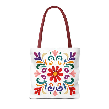 Vibrant Folk Art Floral Tote Bag, Colorful Shopping Bag, Beach Bag, Gift for Her