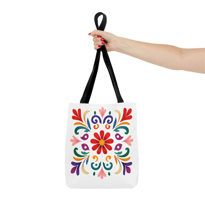 Vibrant Folk Art Floral Tote Bag, Colorful Shopping Bag, Beach Bag, Gift for Her