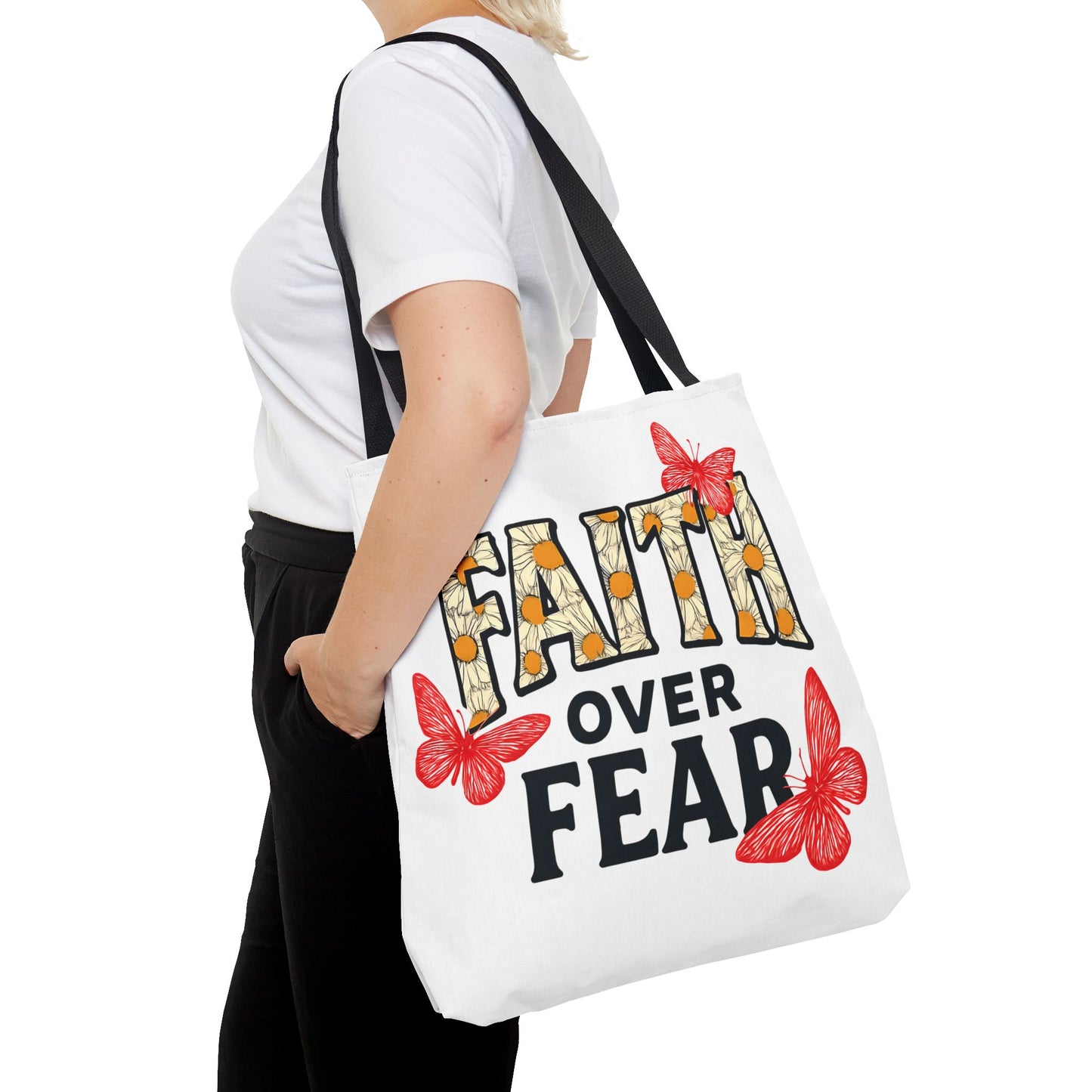 Inspiring Tote Bag – Faith Over Fear, Motivational Gift, Carry All Bag, Everyday Use, Women’s Tote, Uplifting Accessories