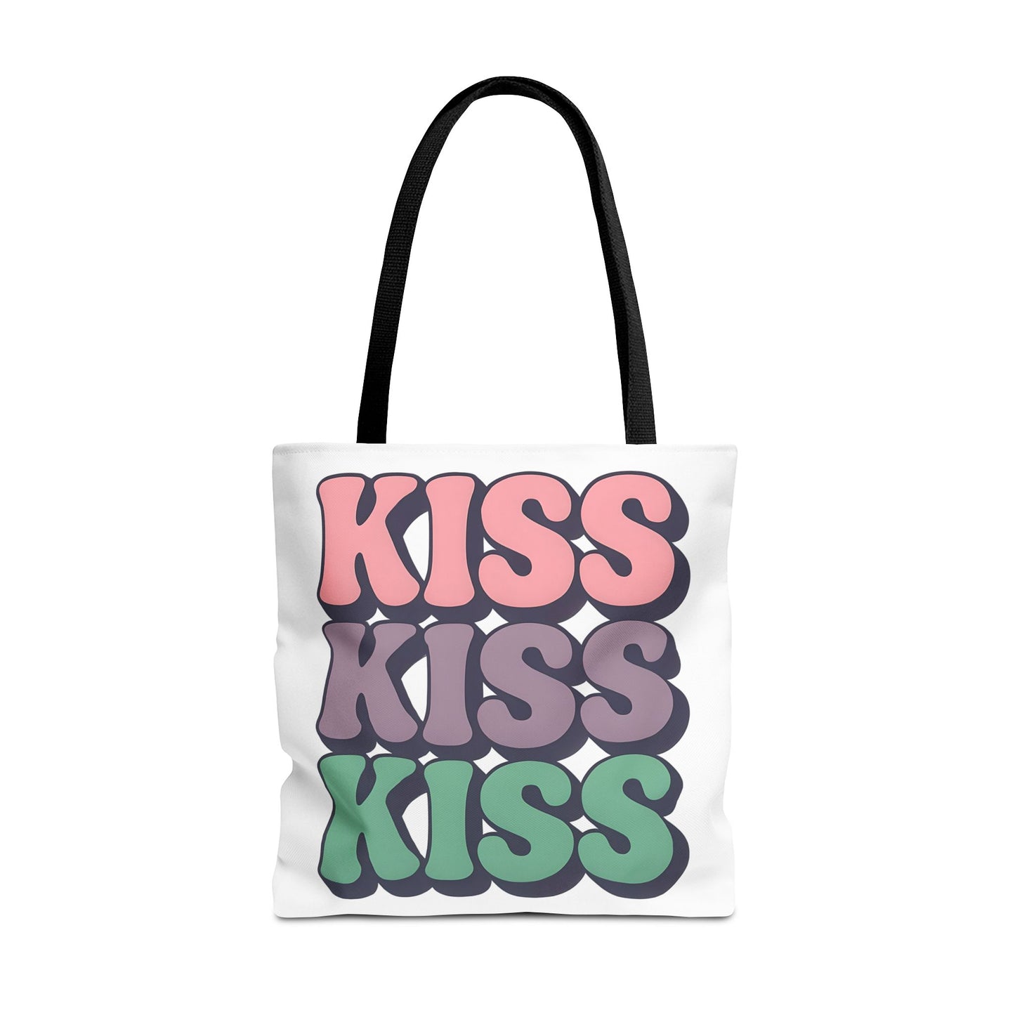 Kiss Kiss Kiss Tote Bag, Trendy Reusable Shopping Bag, Unisex Fun Everyday Bag, Valentine's Day Present