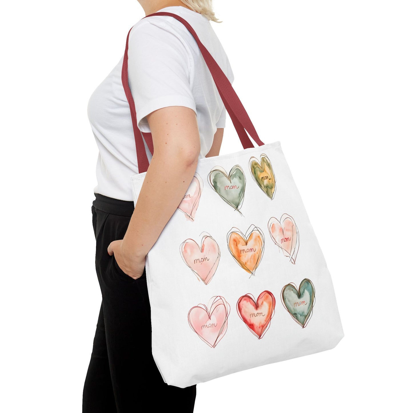 Mom Heart Design Tote Bag, Gift For Her, Shopping, Beach or Library Carryall