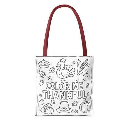 Thankful Coloring Tote Bag, Fall Gift, Thanksgiving, Kid's Creative Activity, Eco-Friendly Shopping