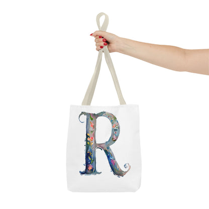 Watercolor Alphabet 'R' Tote Bag, Stylish Everyday Carryall