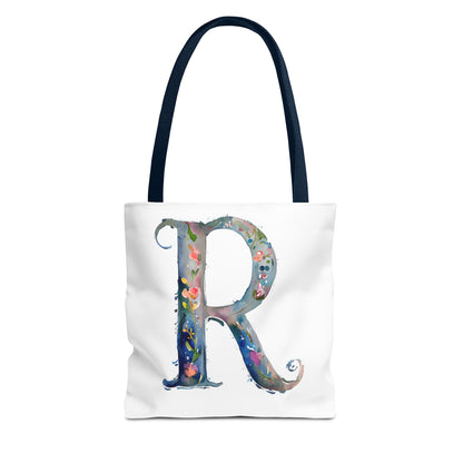 Watercolor Alphabet 'R' Tote Bag, Stylish Everyday Carryall
