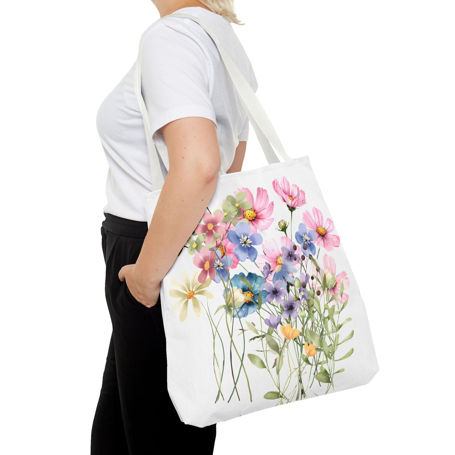 Pastel Floral Tote Bag - Pretty Wildflower Design, Reusable Eco-Friendly Shopping Bag, Gift for Her, Summer Accessory, Beach Bag